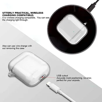 Mehke Slušalke Primeru za Apple Airpods 1 2 - Anti-padec Zlata Dopis Pregleden Silikonska Zaščitna torbica za Slušalke Pribor Kože
