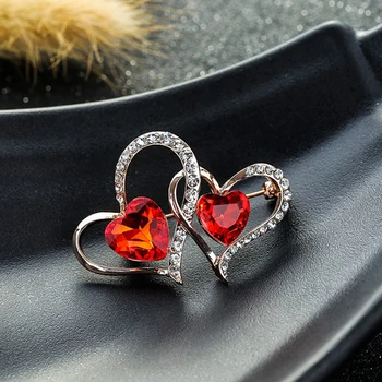 Dvojna ljubezen kristalni nakit Valentinovo darilo moda broška ženska oblačila, pribor, igle in broške nosorogovo