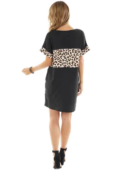 Poletje Leopard Mozaik T-Shirt Obleko Ženske Seksi Svoboden Mini Obleka Plus Velikost Kratek Rokav Priložnostne Ulične Femme Vestido 2020