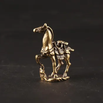 Konj Miniaturne Figurice Kip Trdna Baker Čisto Medenina Ročno Obrt Nebesno Srečen Feng Shui Za Mizo Okras Doma Dekor