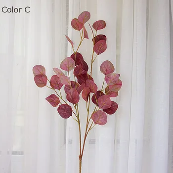 Dolgo eucalyptus veje z okroglimi listi Umetne svile cvet za domov DIY poročno dekoracijo cvetlični aranžma ponaredek rastlin