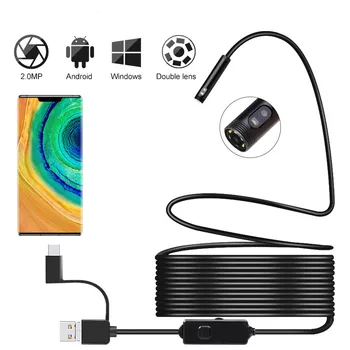 Tip c Dvojno Objektiv USB-Endoskop Fotoaparat Endoskopijo Fotoaparat Toga Endoskopsko Kamero Motorja Odtočne Cevi-Pregledovalna Kamera s Zaslona