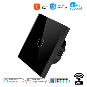 EU Standard Tuya/Smart Life/Ewelink 1/2/3 Banda 1 Način, WiFi Steno Light Touch Stikalo za Google Dom mazon Alexa Glasovni Nadzor