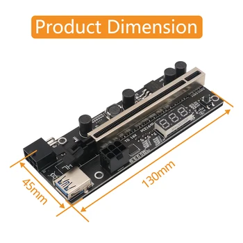 PCIE Riser 1x Za Express 16x Razširitev 6Pin Pogon Riser vmesniško Kartico s senzor temperature Za Bitcoin GPU Rudarstvo Ploščad ETH