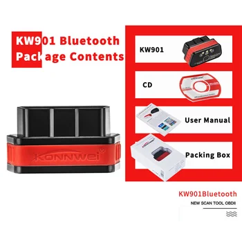 KW901 ELM327 V1.5 Bluetooth 3.0 OBD II optični bralnik Kode Bralec OBD2 Avto Orodje za Diagnostiko, Avto Napake Detektor za Android Brezplačno Posodobitev
