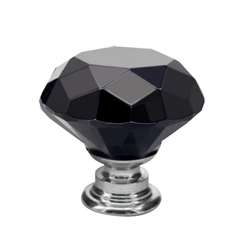 Črna 10Pcs 30 mm Kristalno Steklo Kabinet Gumbi Diamantno Obliko Predal Kuhinjske Omare, Oblači Omare Omare Potegne Ročaji