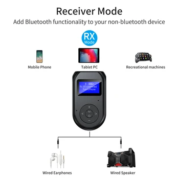 LCD Display Receiver Transmitter 2-in-1 Bluetooth Adapter TX/RX Wireless Music Adapter For Mp3/mp4/headphone/speaker/Smart Phone