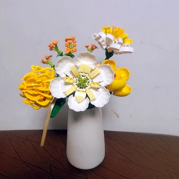 Ideje Stvarnika Strokovnjak DIY Cvetlični Šopek Tulipanov Vrtnice Igrače za Dekle, Prijatelj Darilo za Rojstni dan Modularni MOC Opeke Model gradniki