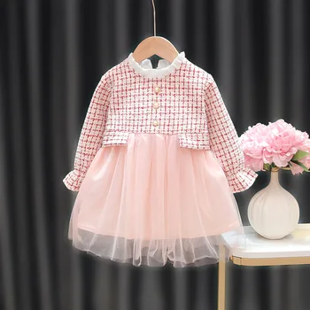 2021 Spomladi In Jeseni Korejski Moda Za Dekleta, Obleko Temperament Očesa Gaza Princesa Obleko Otrok Stranka Obleko Sweet Oblačenja