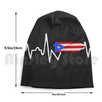 Puerto Rico Zastavo Srce Boricua Beanies Plesti Klobuk Hip Hop Portoričan Srčni Utrip Boricua Ponos Orgullo Taino Mapa