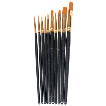 10Pcs Akvarel Gouache Čopiči Različne Oblike Krog Opozoril Nasvet Najlon Las Barvanje Brush Set s pripomočki za ustvarjalce