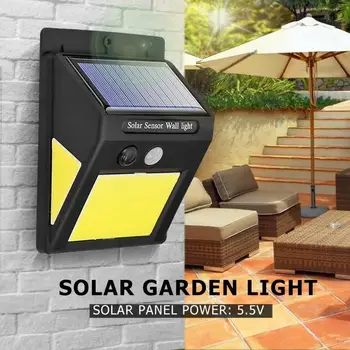Na prostem LED COB Sončne Svetlobe Senzor Gibanja Nepremočljiva Sončni Vrt Dekoracijo Ulične Luči Nepremočljiva Solar Powered Stenska Svetilka