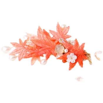 Ročno Izdelani Okraski Korak Shake Jeseni, Pozimi Stari Hanfu Kanzashi Lase Žarnica Maple Leaf Pearl Okraski Tassel Ostra