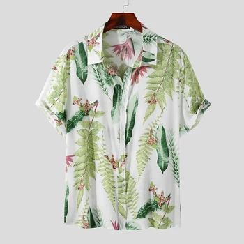 2021 Moških Hawaiian Shirt Tiskanje River Kratek Rokav Gumb Priložnostne Vrhovi Poletne Ulične Počitnice Camisa Masculina INCERUN 3XL 7