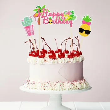 13pcs Poletje Rojstni dan Torta Toppers Cupcake Dekor Flamingo Ananas Aloha Torta Dekor Za Tropsko Havaji Party Supplies
