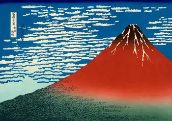 Vintage Japonski Fuji Gorah v jasnem Vremenu Rdeče Fuji Katsushika Hokusai UMETNOSTI SVILE PLAKAT Dekorativne Stenske slikarstvo 24x36inch
