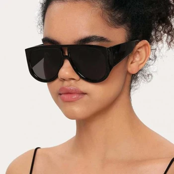 Big Black Okvir Pilotni sončna Očala Moški Ženske Trend blagovne Znamke Ravno Top Luksuzni Prevelik sončna Očala Ženske Letnik Očala UV400