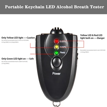 Mini Strokovno Ključnih Verige Alkohola Meter Analyzer Prenosni Keychain Rdeča Lučka LED Svetilka Alkohola Dih Tester Breathalyzer