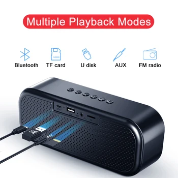 Prenosni Brezžični Bluetooth Zvočnik, Budilka Soundbar LED Računalnik, Zvočniki, Bluetooth TF USB Glasbe Boombox FM RadioSubwoofer
