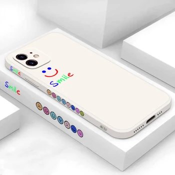 Ultra-tanek Ljubek Nasmeh Kvadratnih Tekoče Silikona Primeru Telefon Za iPhone 12 11 Pro SEBI XS Max XR X 8 7 6 Plus Luksuzni Shockproof Pokrov