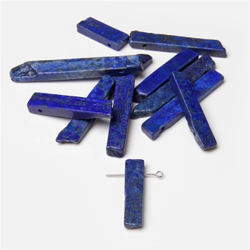5pcs Naravnega Kamna lapis lazuli Palico Biseri 5-8 mm*20-48 mm Modra Slab Palico Točke Obesek Kroglice za DIY Nakit, Izdelava Ogrlica