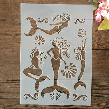 A4 29 cm Lepa Štiri morska deklica DIY Layering Matrice Stensko Slikarstvo Album Kolorit Reliefi Album Dekorativni Predlogo