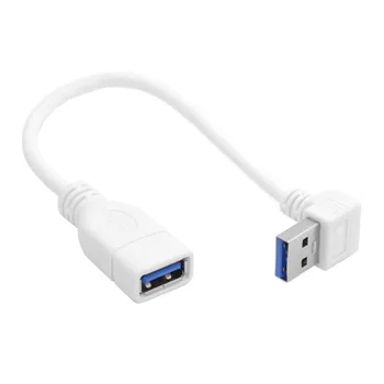 Pravim kotom 90 stopinj navzdol USB 3.0 A moški-ženski kabel podaljšek bela črna 20 cm, najboljše kakovosti