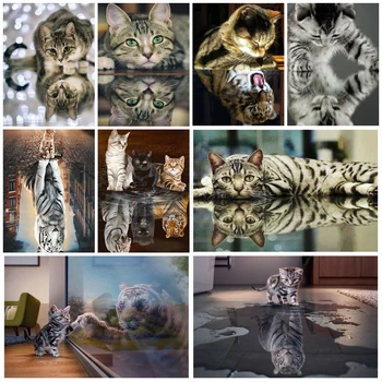 EverShine Diamond Slikarstvo Mačka Navzkrižno Šiv Diamantno Art Vezenje Mozaik Prodaja Živali Obrt Hobi Darilo Dekoracijo Doma