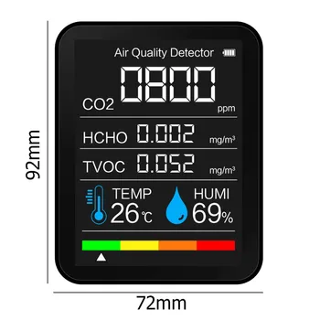 NOVO Večnamensko 5in1 CO2 Digitalni Merilnik Temperature in Vlažnosti Tester Kakovost Zraka Monitor Ogljikovega Dioksida TVOC HCHO Detektor#20