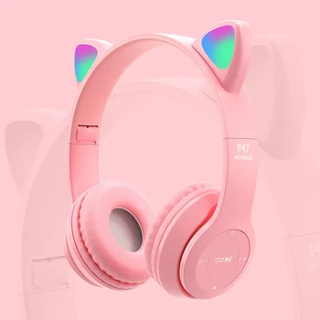 Stereo Slušalke Bluetooth-združljive Slušalke Glasbo, Slušalke Luštna Mačka igre na Srečo Ušesu Telefon XiaoMi Iphone Sumsamg tabletu