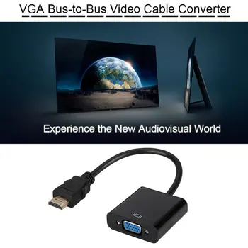 1080P HDMI je združljiv Moški VGA Ženski Video Kabel Pretvornik Z 3.5 mm Audio Adapter EW5 Črne Barve Trajno Uporabno