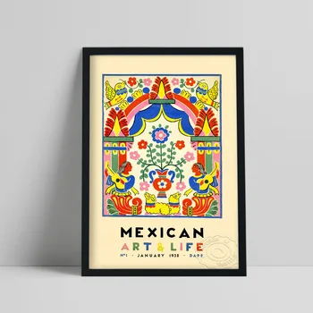 Vintage Mehika 1938 Revije Plakat, Barve Mehiški Umetnost Življenja Razstava Fotografij Umetnosti, Živali, Rastlin, Stensko Slikarstvo, Ideja Za Darilo