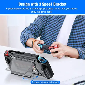 Zaščitna torbica za Nintendo Stikalo Oprijem Lupini s 7 Skladiščenje Reže Multi-Angle Nastavljivo Stojalo, Ročaj Pokrov Šok Absorpcije