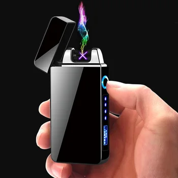USB Električni Vžigalnik Finger print Dotik Ogenj Elektronske Plazme Dvojni Lok Lažji Windproof Kovin, Cigaretni Vžigalniki Moških Pripomočke