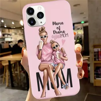 Baby Mama Super Mama Dekle Telefon Primeru Sladkarije Roza Barve za iPhone 6 7 8 11 12 s mini pro X XS XR MAX Plus