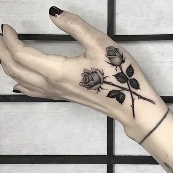 Nepremočljiva Začasni Tattoo Nalepke Telo, Ličila Plamen Prst Tetovaže Smeška Črni Kvadrat Rose Cvet Art Flash Ponaredek Tetovaže