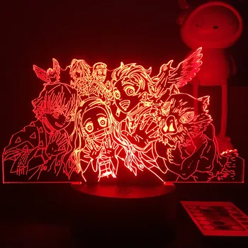 Akril Led Nočna Lučka Anime Demon Slayer Agatsuma Zenitsu Slika za Otroke Otrok Spalnica Dekor 3D Lučka Otroci Darilo za Rojstni dan
