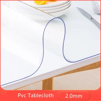2,0 mm Debelo PVC Prti Mehka Zaščitna Stekla Mat PVC Prt Nepremočljiva Pregledna Tabela Zaščitna Obloga Za Pravokotne