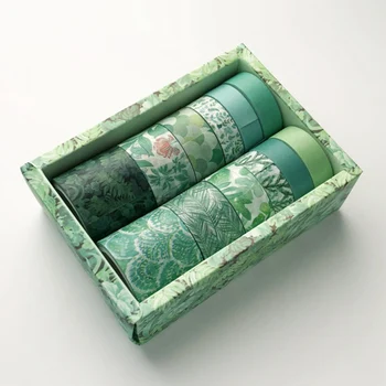 12Pcs/Set Zelenih Rastlin Washi Tape Barva Maskirni Trak Dekorativni Lepilni Trak, Nalepki Scrapbooking Dnevnik Tiskovine Ponudbe