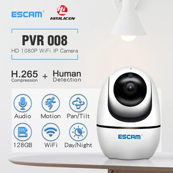 ESCAM PVR008 2MP 1080P Samodejno Sledenje Brezžični PTZ Kamere, Zaznavanje Gibanja P2P IP Kamere