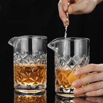 480ml Rhombus Vzorec Japonski Slog Kristalno Cocktail Mešanje Stekla Vrstici Orodja