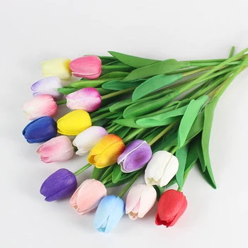 Umetno Cvetje Tulipani Simulacije Cvetje Ponaredek Cvet Iz Lateksa, Material Pravi Dotik Svate Doma Okraski Šampanjec