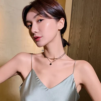 Skrivnostno Črno Zlato Dvojno Plast Kratka Ogrlica Za Ženske korejski Modni Nakit Dekle Sexy Clavicle Verige Gothic Vratu Verige