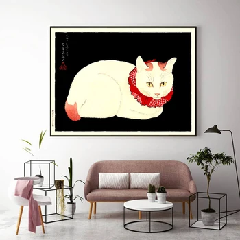 Japonski Slog Ukiyo-e Art Belega Mačka Plakatov in Fotografij Slikarsko Platno Stensko Slikarstvo Dnevna Soba Dekoracijo Doma brez okvirjev
