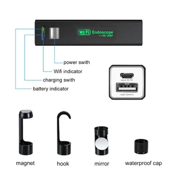 Endoskop Fotoaparat Brezžično Endoskop 2.0 MP HD Borescope Toga Kača Kabel za IOS (iPhone, Android Pametni telefon Samsung PC