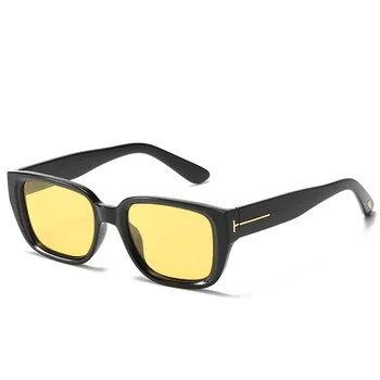 Tf logotip pravokotnik polarizirana sunglassess ženske moški 2021 visoko kakovost blagovne znamke oblikovalec čaj rumena zelena črna oculos de sol feminino