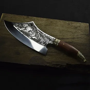 Gospodinjski Kuhinja Kuhar Nož Professional Kitajski Večnamensko Mesa Cleaver Rastlinskih Rezilo Ročno kovani Rezanjem Nož