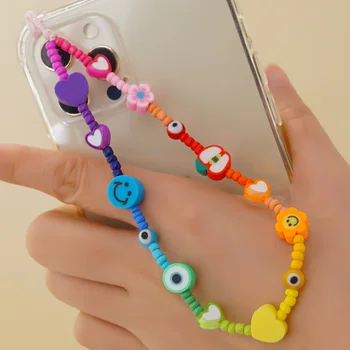 Nov Mobilni Telefon Pašček Napeljite Pisane Nasmeh Pearl Mehko Lončenine Vrv Za Mobilni Telefon Primeru Viseči Kabel Za Ženske