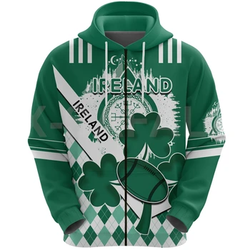 Irska Irish_Celtic Rugby 3D Tiskanih Hoodie Moški Ženske Puloverju Trenirko Outwear Zadrgo Majica Priložnostne Harajuku