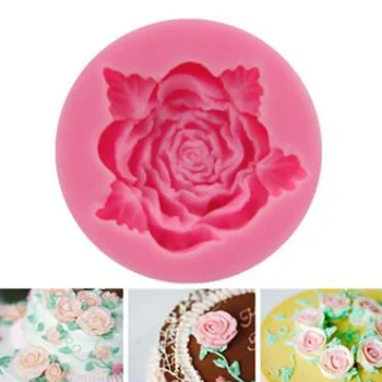 3D Pink Rose Cvet Silikonsko Plesni Fondat Darilo Okrasitev Čokoladni Piškotek Polimerne Gline Smolo Peko Plesni